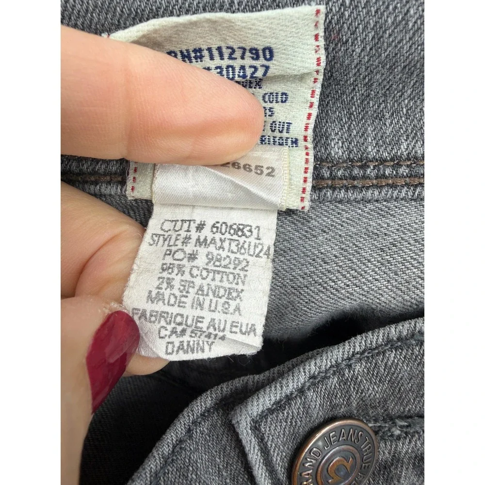 True Religion Danny Straight Jeans Mens 33 Gray Faded Whiskered MAXT36U24
